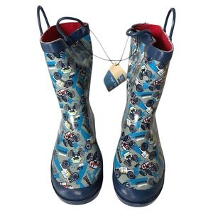 Lily & Dan Boys Monster Truck Rain Boots Navy Blue Size 2/3